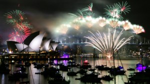 Fireworks in Sydney on New Year 2015